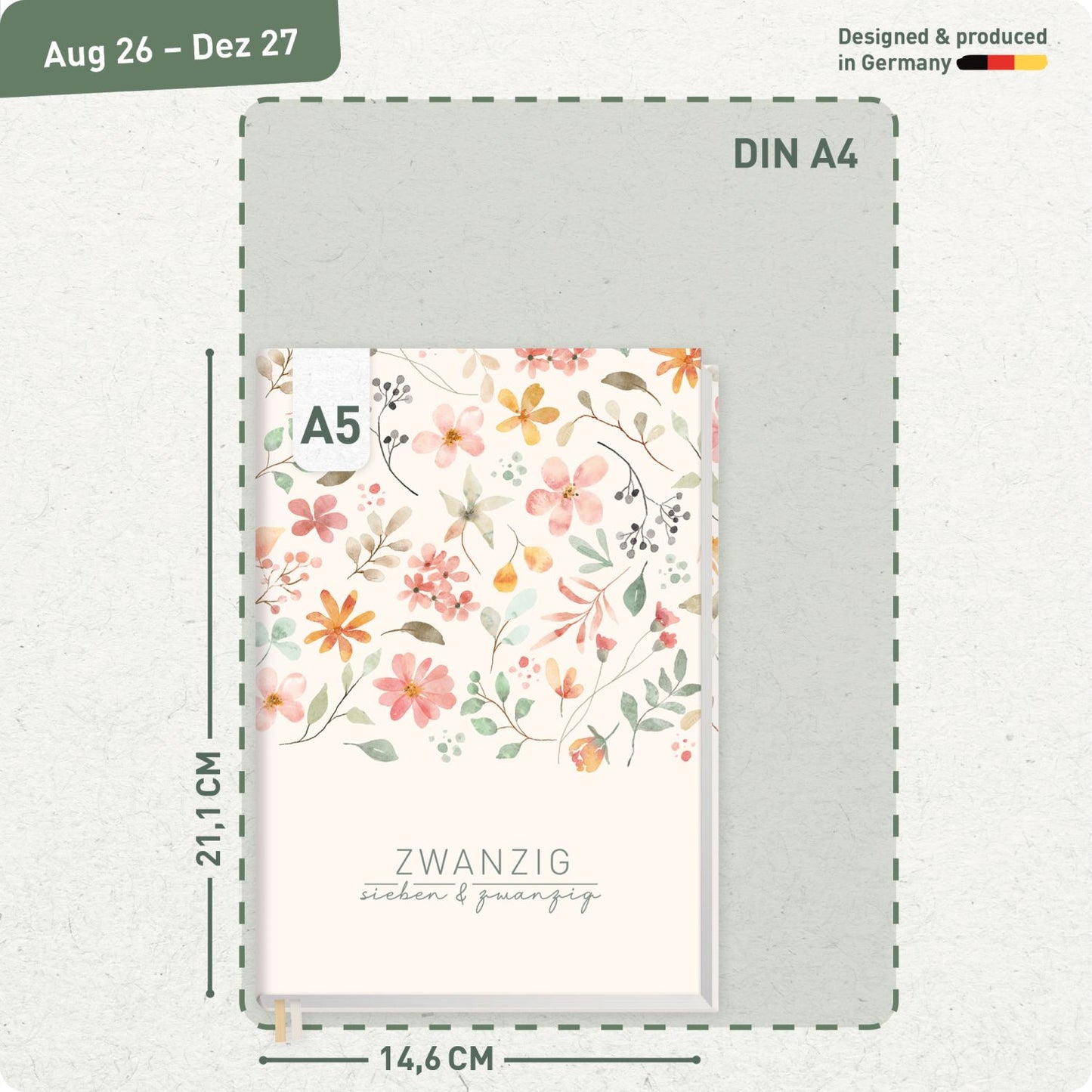 Chäff-Timer 2026/2027 / 17 Monate / A5 / Wild Blossoms / Häfft-Verlag