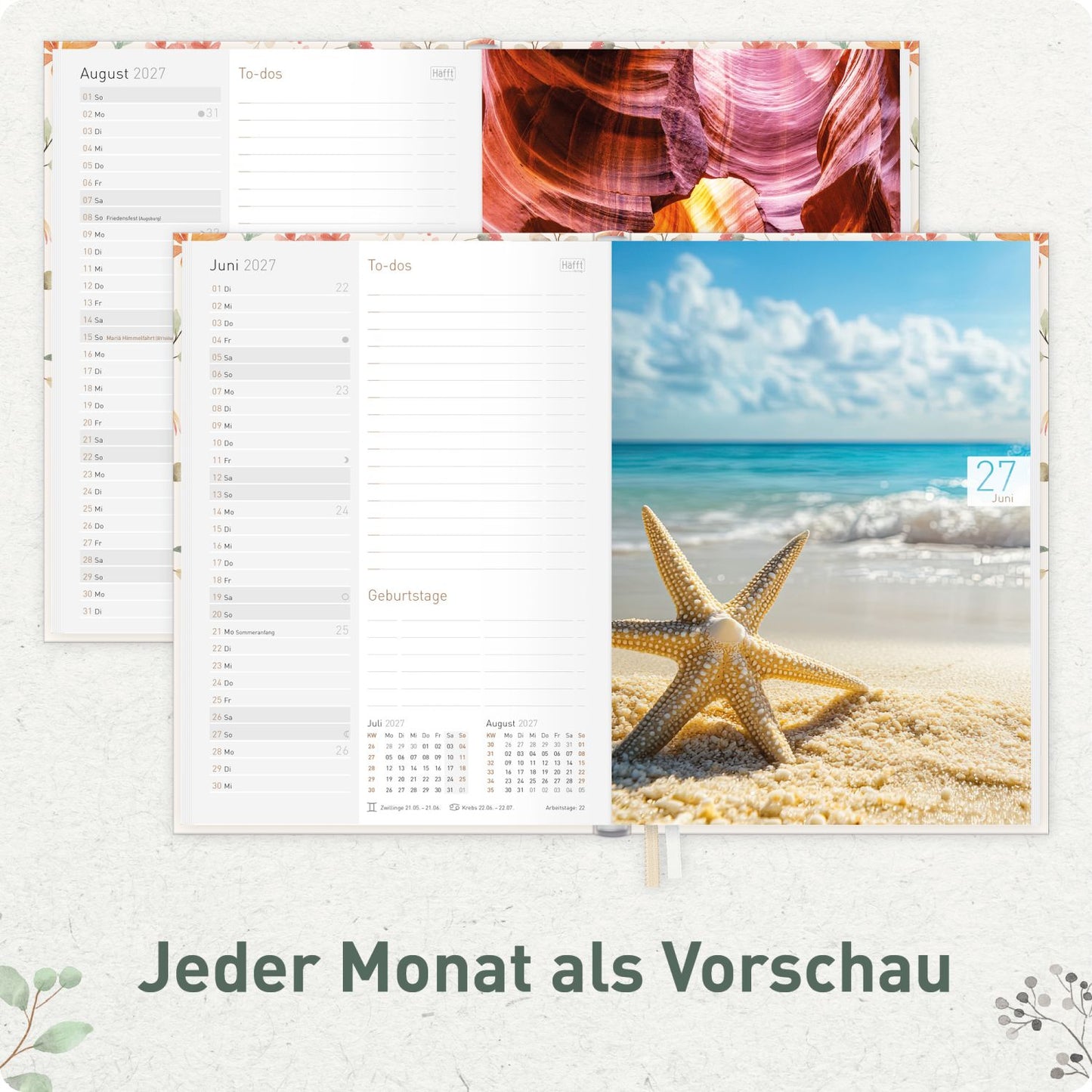 Chäff-Timer 2026/2027 / 17 Monate / A5 / Wild Blossoms / Häfft-Verlag