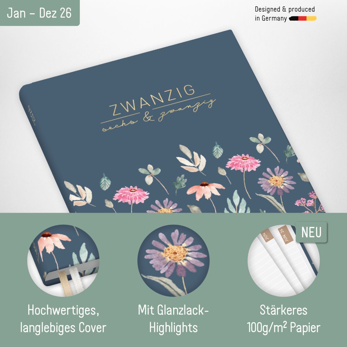Chäff-Timer Classic 2026 / A5 / Flying Flowers / Häfft-Verlag