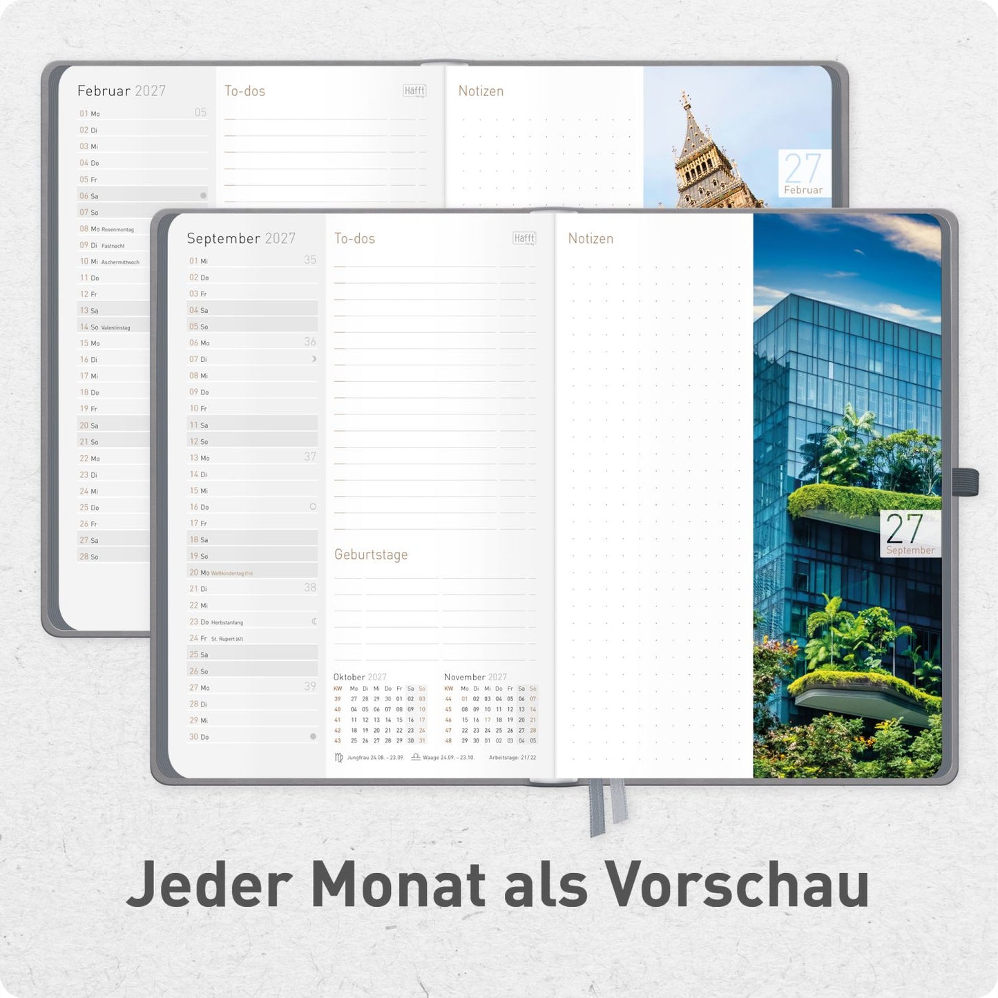 Chäff-Timer Deluxe 2026/2027 / 17 Monate / A5 / Grey Edition / Häfft-Verlag