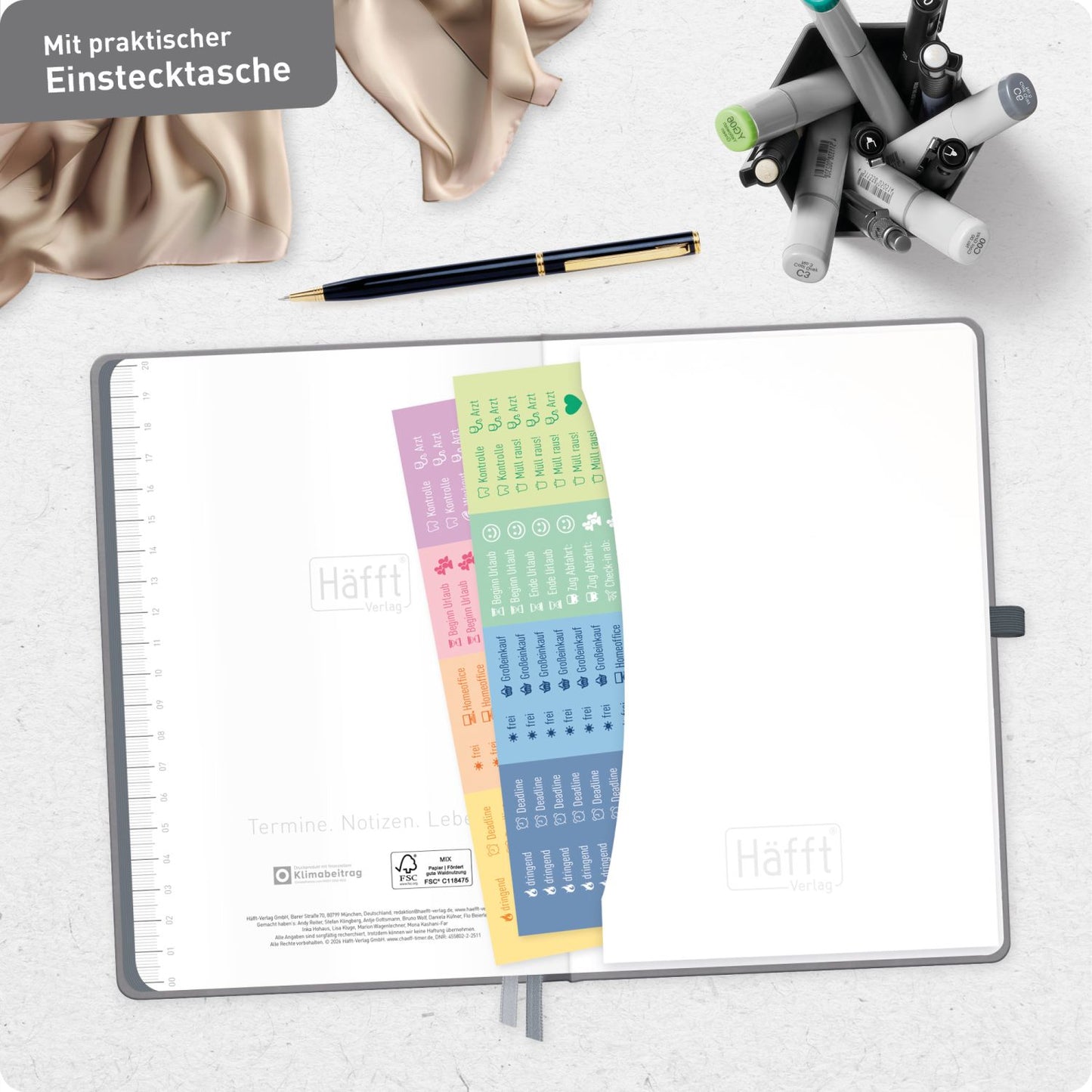 Chäff-Timer Deluxe 2026/2027 / 17 Monate / A5 / Grey Edition / Häfft-Verlag
