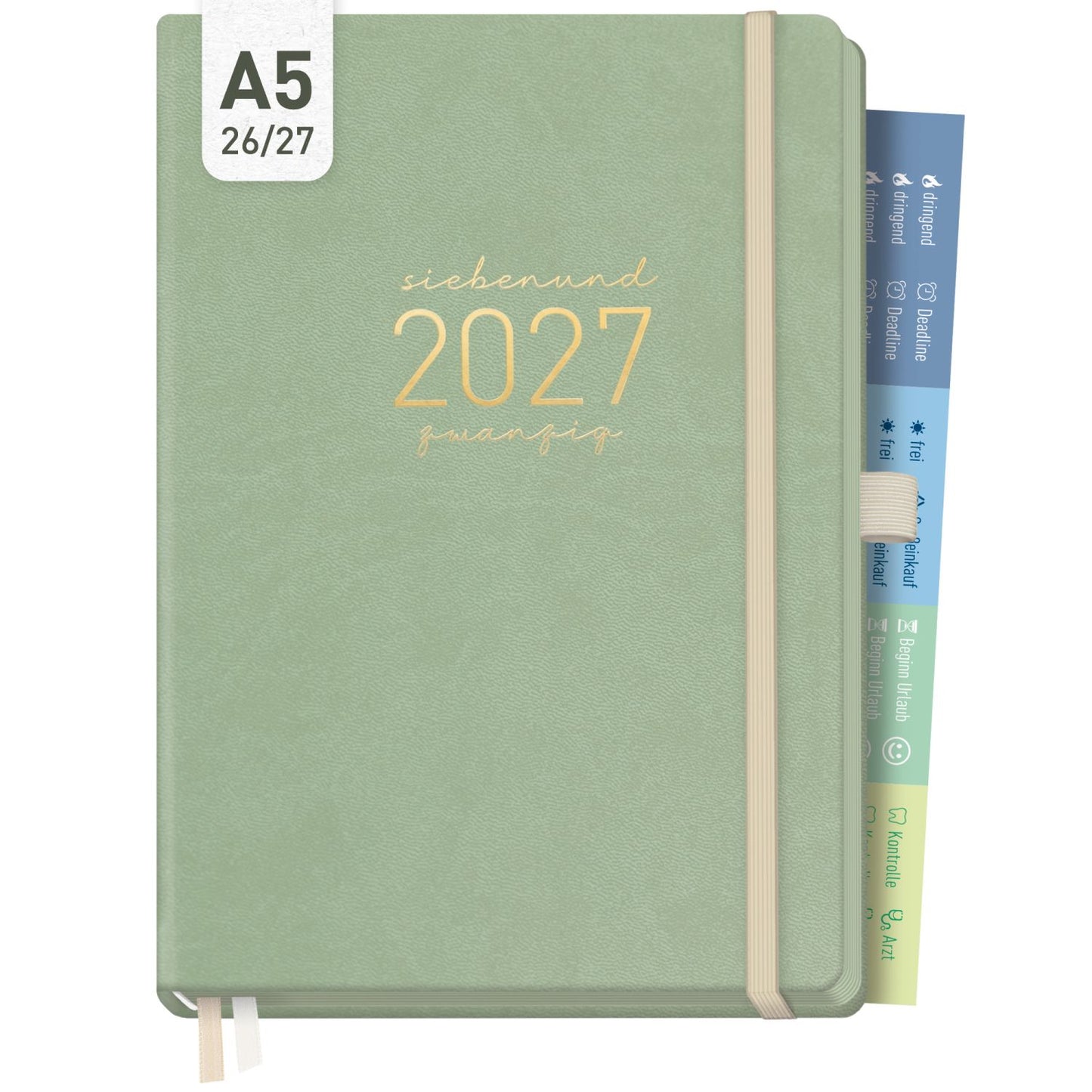 Chäff-Timer Deluxe 2026/2027 / 17 Monate / A5 / Salbei / Häfft-Verlag