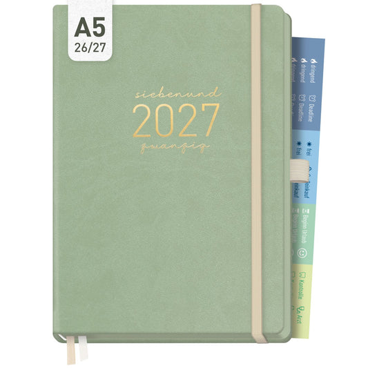 Chäff-Timer Deluxe 2026/2027 / 17 Monate / A5 / Salbei / Häfft-Verlag