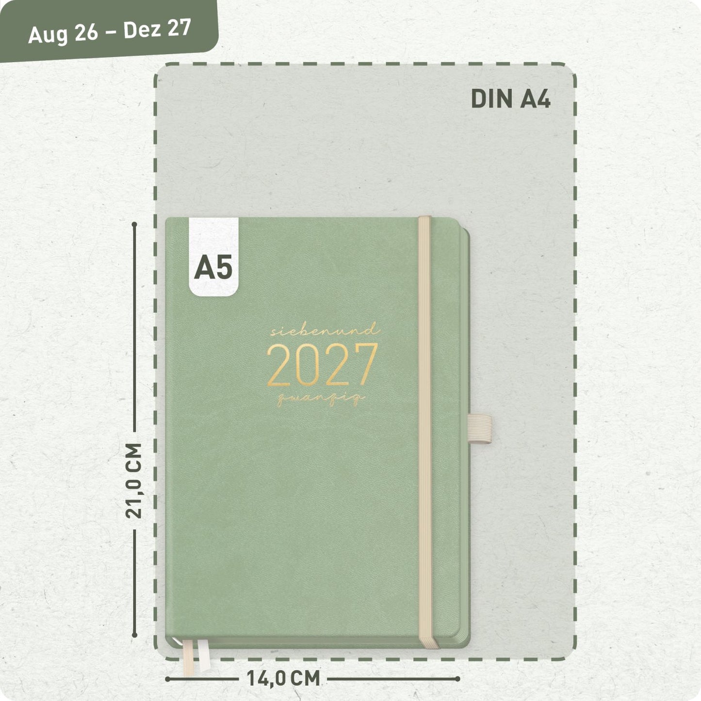 Chäff-Timer Deluxe 2026/2027 / 17 Monate / A5 / Salbei / Häfft-Verlag