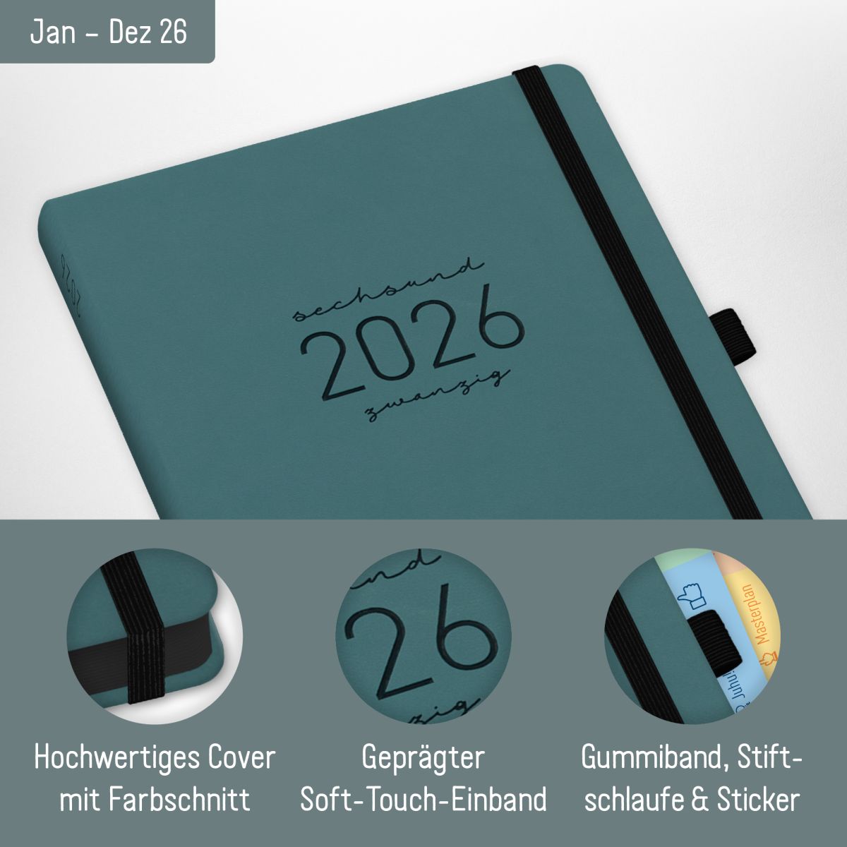 Chäff-Timer Deluxe 2026 / A5 / Petrolgrau/ Häfft-Verlag