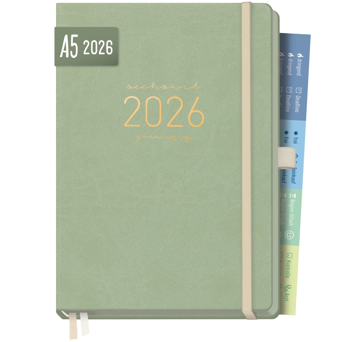 Chäff-Timer Deluxe 2026 / A5 / Salbei / Häfft-Verlag