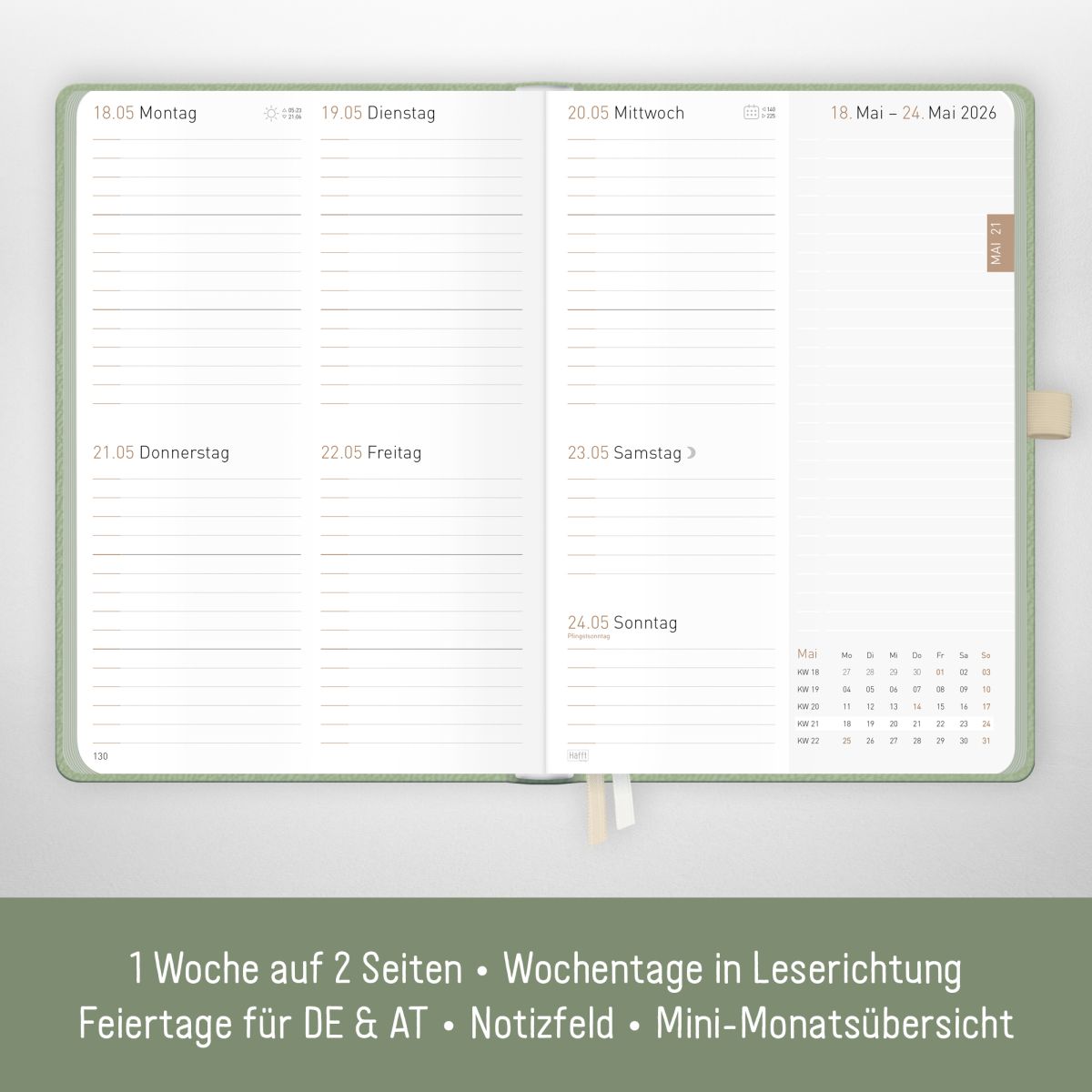 Chäff-Timer Deluxe 2026 / A5 / Salbei / Häfft-Verlag