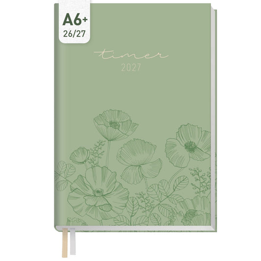 Chäff-Timer Mini 2026/2027 / 17 Monate / A6+ / Green Poppy / Häfft-Verlag