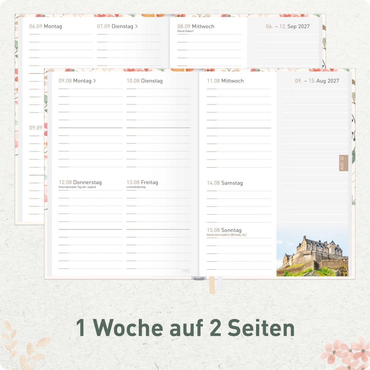 Chäff-Timer Mini 2026/2027 / 17 Monate / A6+ / Wild Blossoms / Häfft-Verlag