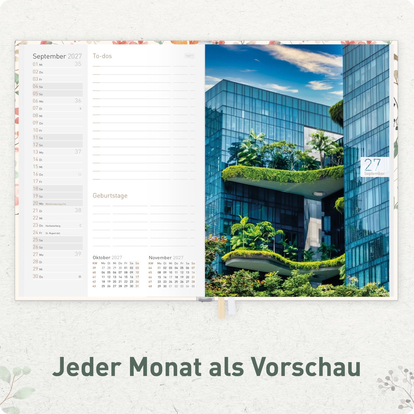 Chäff-Timer Mini 2026/2027 / 17 Monate / A6+ / Wild Blossoms / Häfft-Verlag