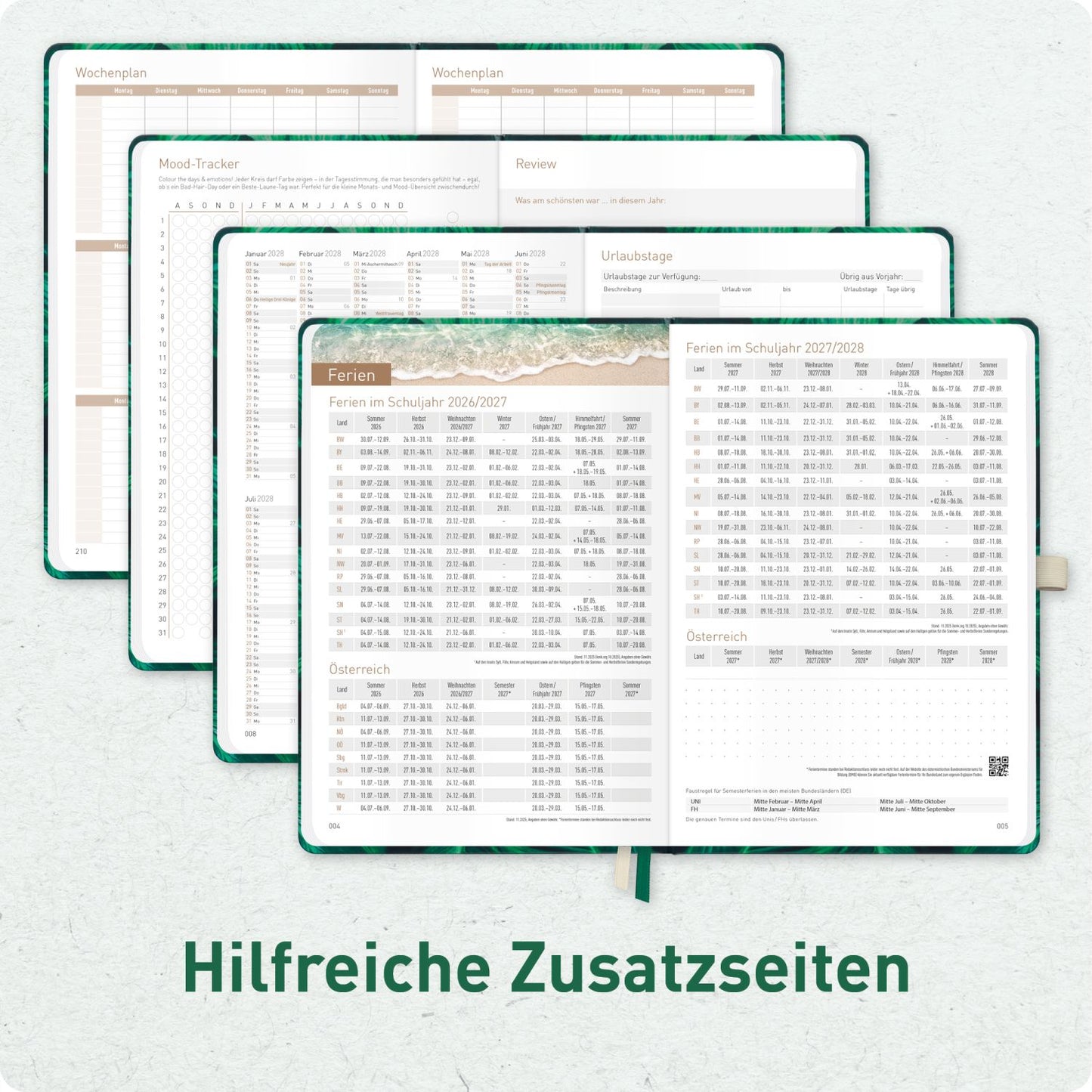 Chäff-Timer Premium 2026/2027 / 17 Monate / A5 / Green Leaves / Häfft-Verlag