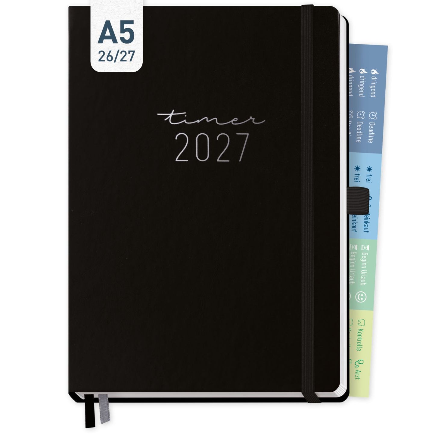 Chäff-Timer Premium 2026/2027 / 17 Monate / A5 / Schwarz / KL / Häfft-Verlag