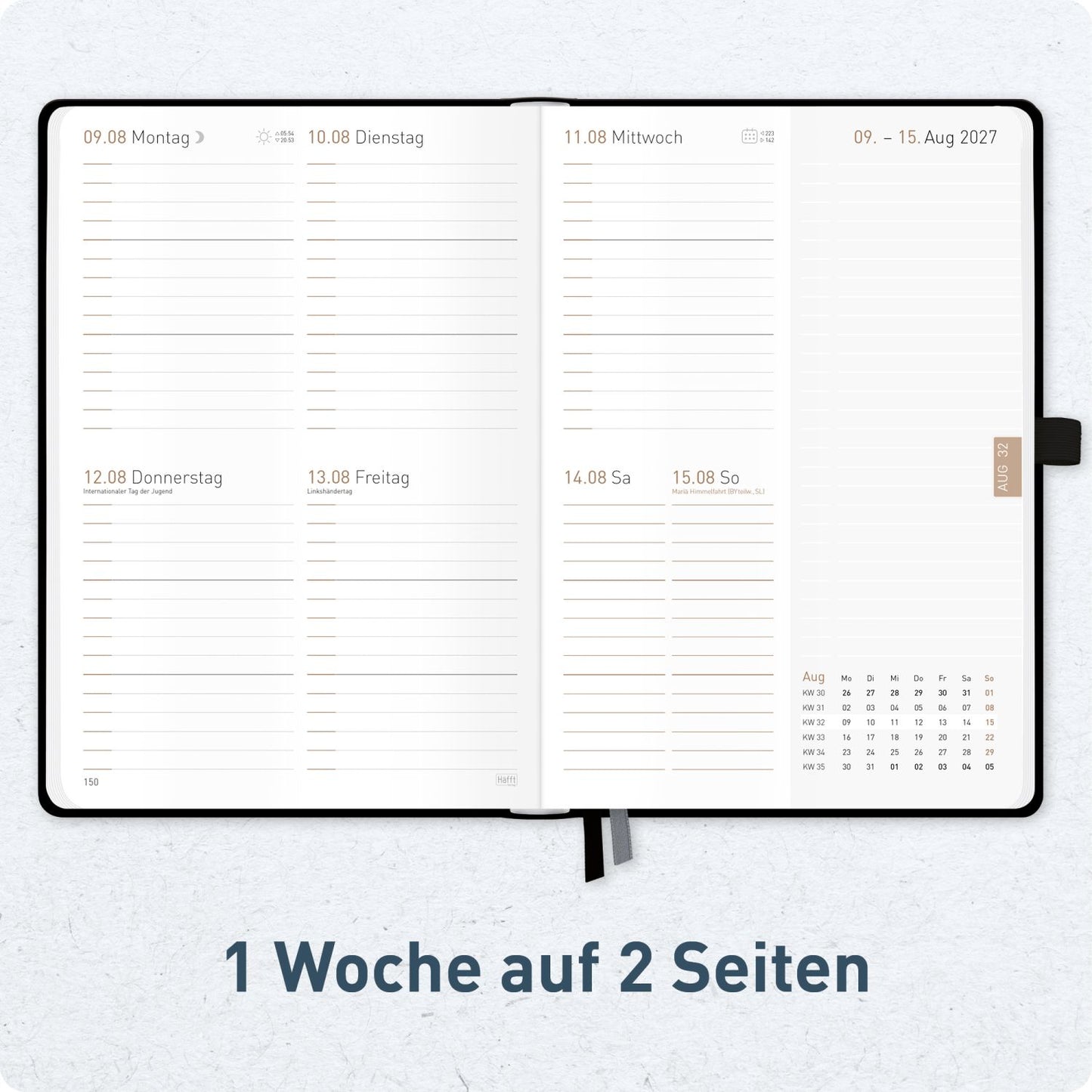 Chäff-Timer Premium 2026/2027 / 17 Monate / A5 / Schwarz / KL / Häfft-Verlag