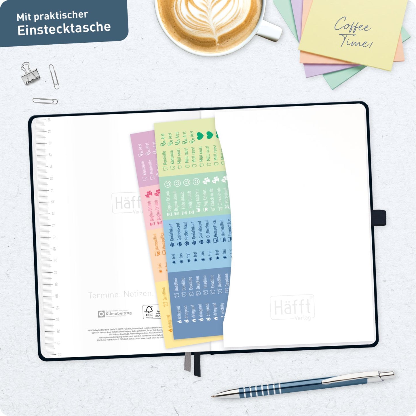 Chäff-Timer Premium 2026/2027 / 17 Monate / A5 / Schwarz / KL / Häfft-Verlag