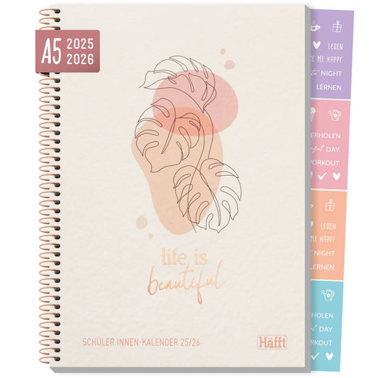 Häfft College-Timer 2025/2026  / Schülerkalender / A5 / Life is beautiful