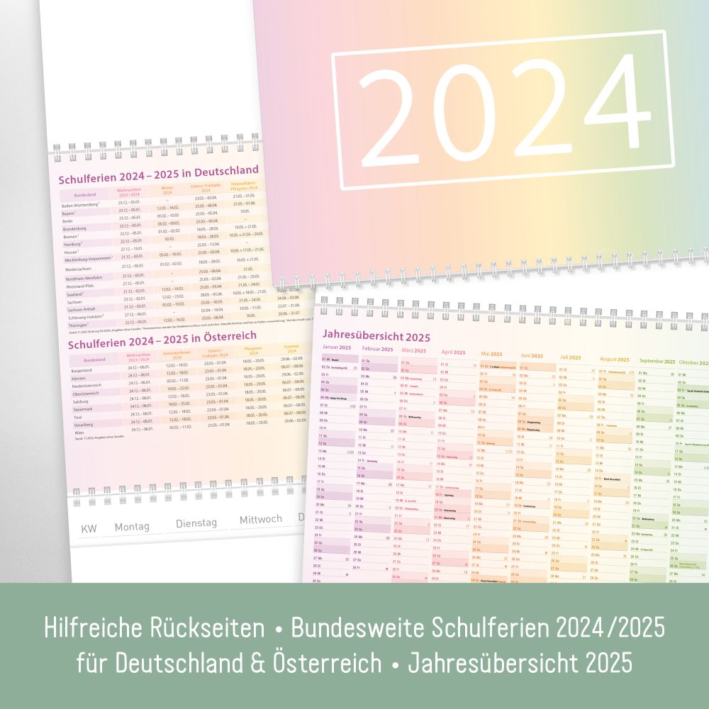 Drei-Monats-Wandkalender 2024 / Rainbow / von Häfft