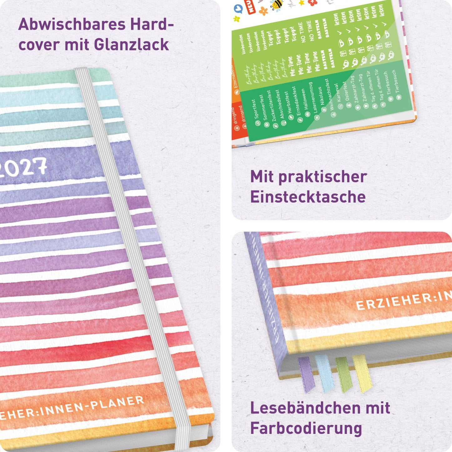 Häfft Erzieher-Planer 2026/2027 / A5+ / Color Stripes