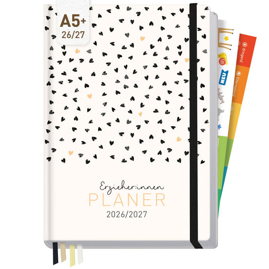 Häfft Erzieher-Planer 2026/2027 / A5+ / Golden Hearts