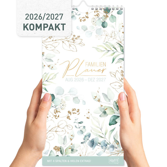 Familienplaner 4-spaltig 2026/2027 / 17 Monate / Blattgold /  Häfft-Verlag