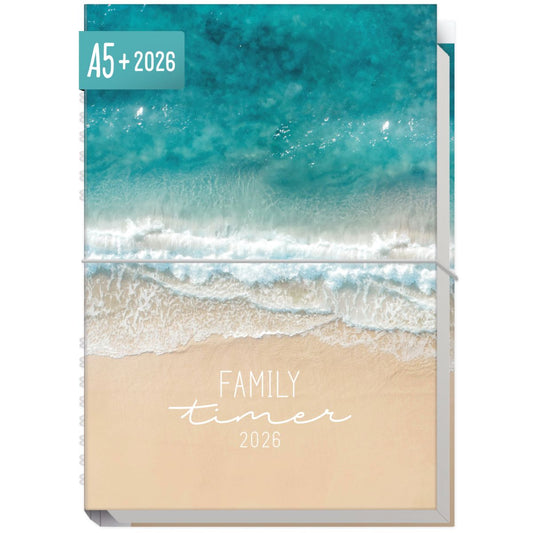Family-Timer 2026 / A5+ / Summer Beach / Häfft-Verlag