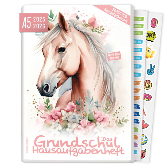 Das Grundschul-Hausaufgabenheft 2025/2026 / A5 / Pferd / Häfft-Verlag