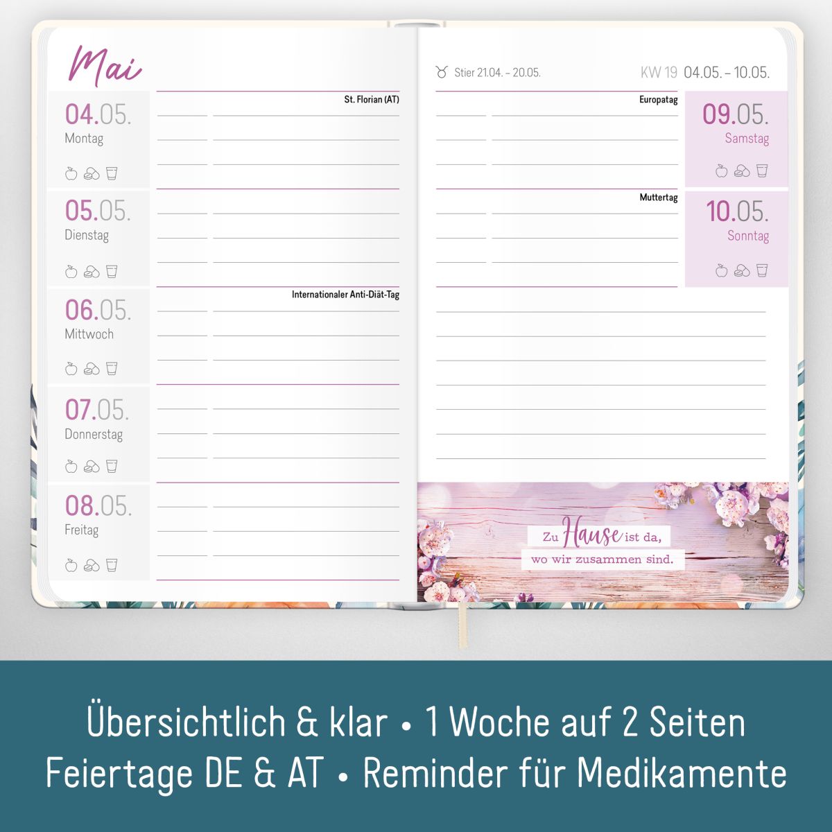 Großdruck-Kalender 2026 / A5 / Hibiskus / Häfft-Verlag