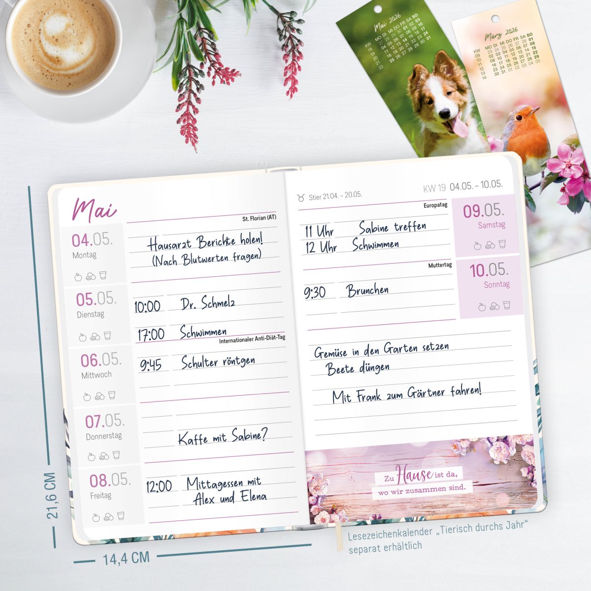 Großdruck-Kalender 2026 / A5 / Hibiskus / Häfft-Verlag