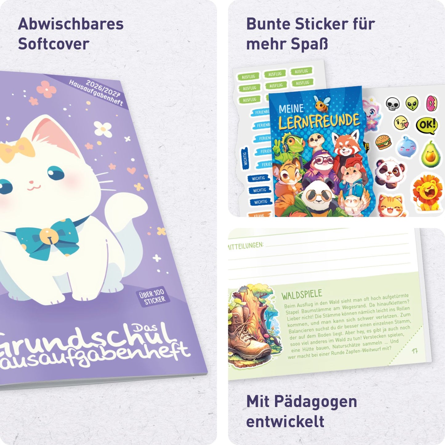 Das Grundschul-Hausaufgabenheft 2026/2027 / A5 / Cute Cat / Häfft-Verlag