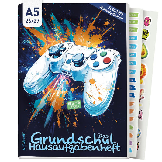 Das Grundschul-Hausaufgabenheft 2026/2027 / A5 / Gaming / Häfft-Verlag