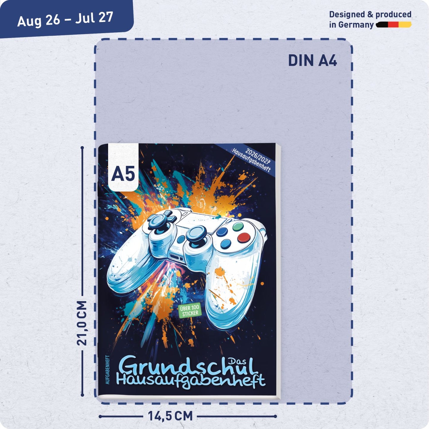 Das Grundschul-Hausaufgabenheft 2026/2027 / A5 / Gaming / Häfft-Verlag
