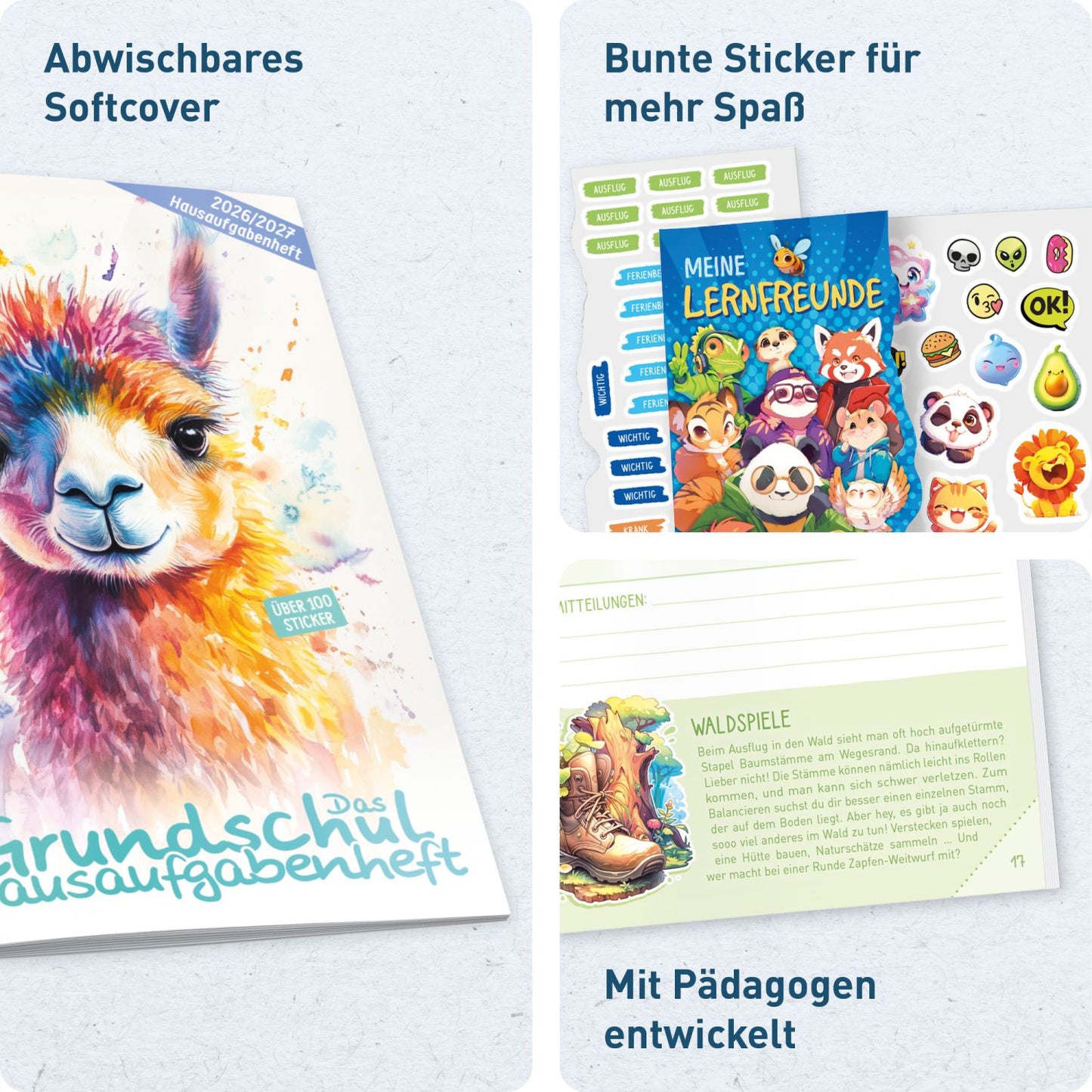Das Grundschul-Hausaufgabenheft 2026/2027 / A5 / Lama / Häfft-Verlag