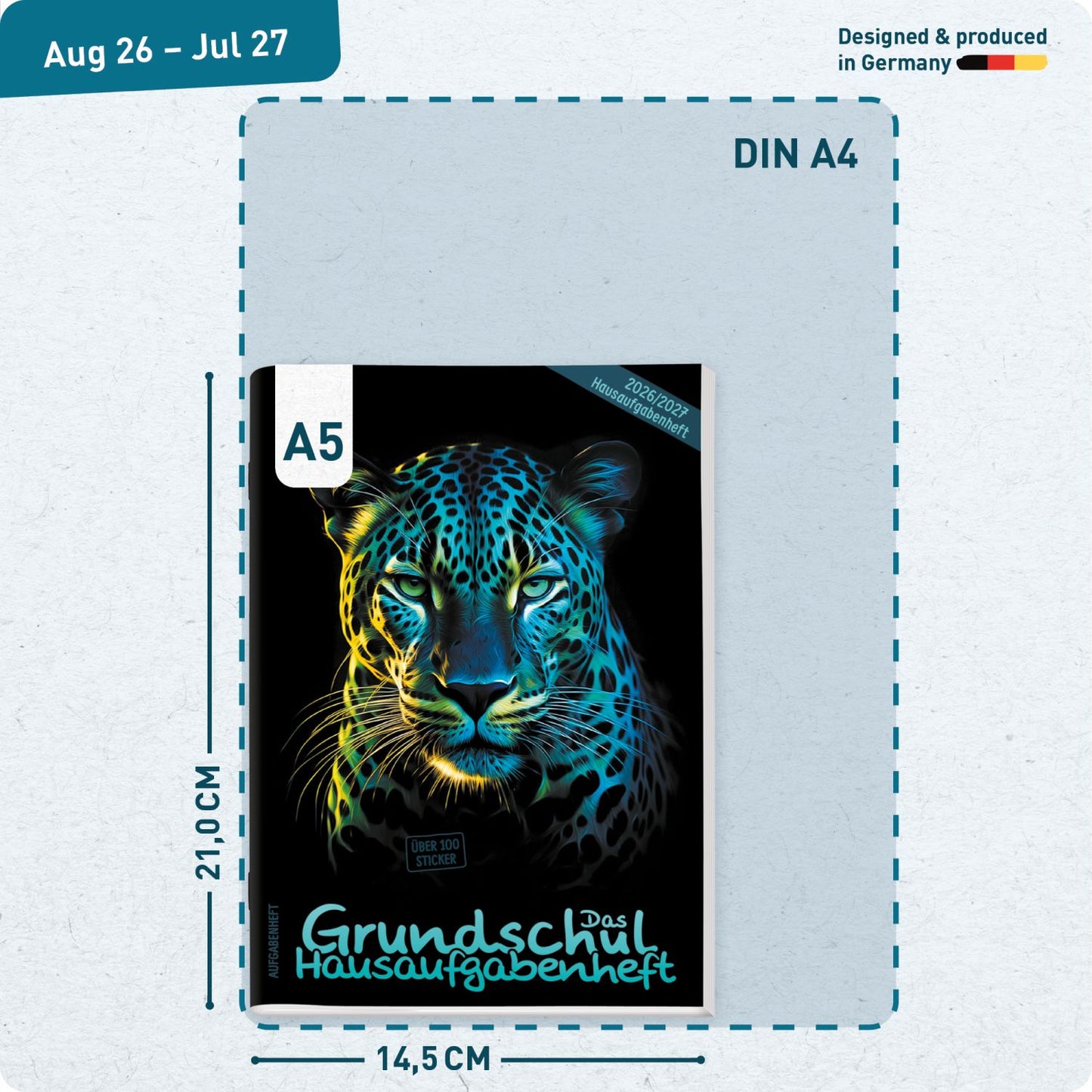 Das Grundschul-Hausaufgabenheft 2026/2027 / A5 / Leopard / Häfft-Verlag