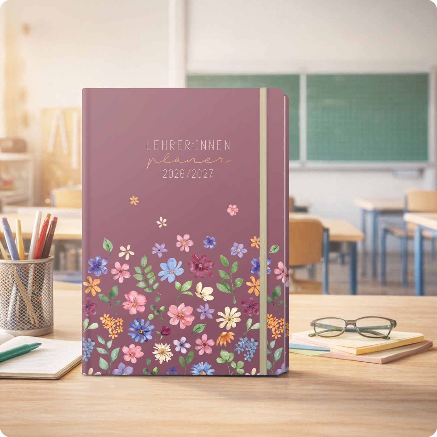 Häfft Lehrer-Planer 2026/2027 / A4+ / Berry Blossoms