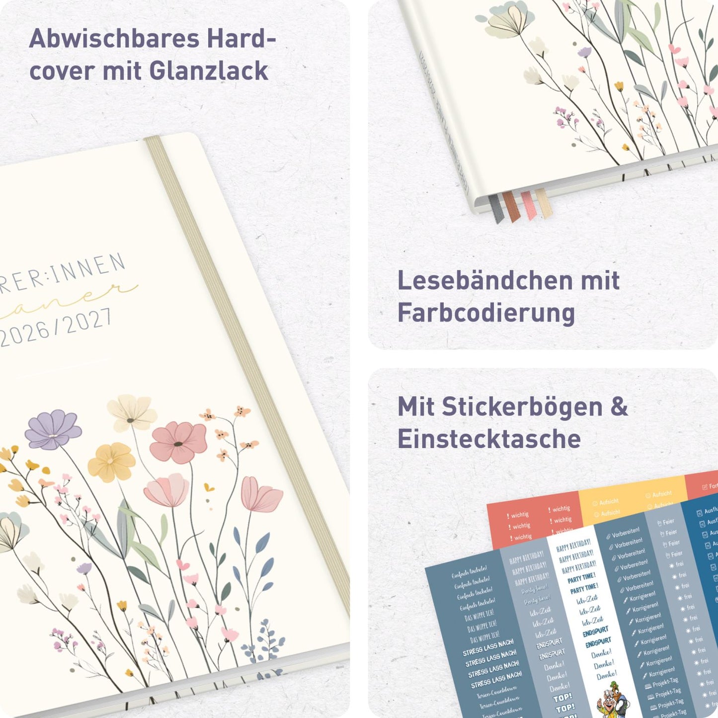 Häfft Lehrer-Planer 2026/2027 / A4+ / Flower Joy