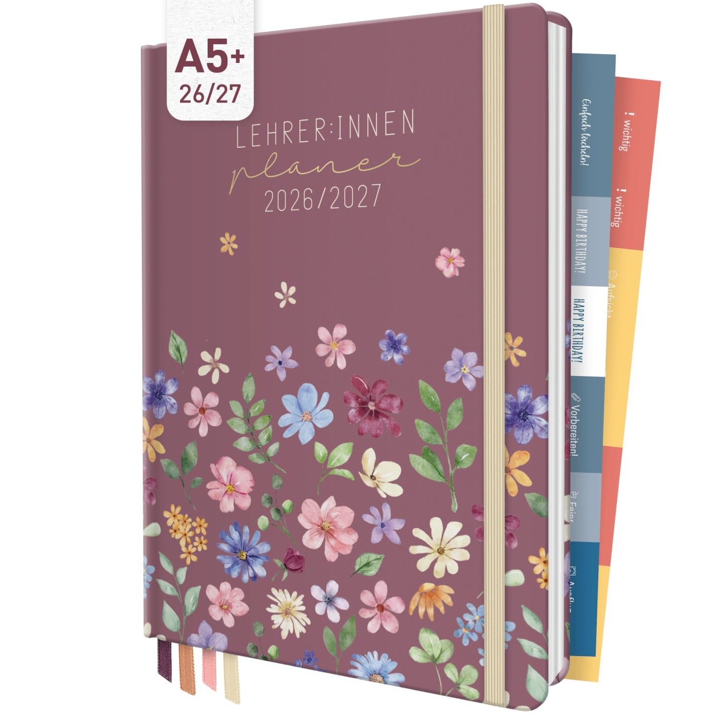 Häfft Lehrer-Planer 2026/2027 / A5+ / Berry Blossoms