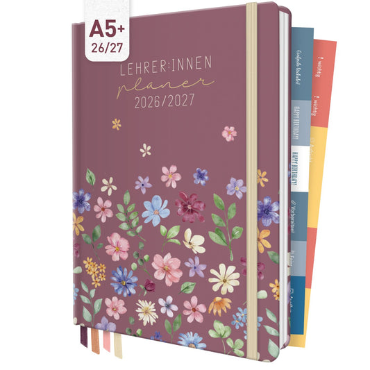 Häfft Lehrer-Planer 2026/2027 / A5+ / Berry Blossoms