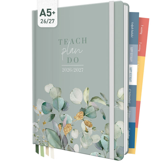 Häfft Lehrer-Planer 2026/2027 / A5+ / Minty Leaves