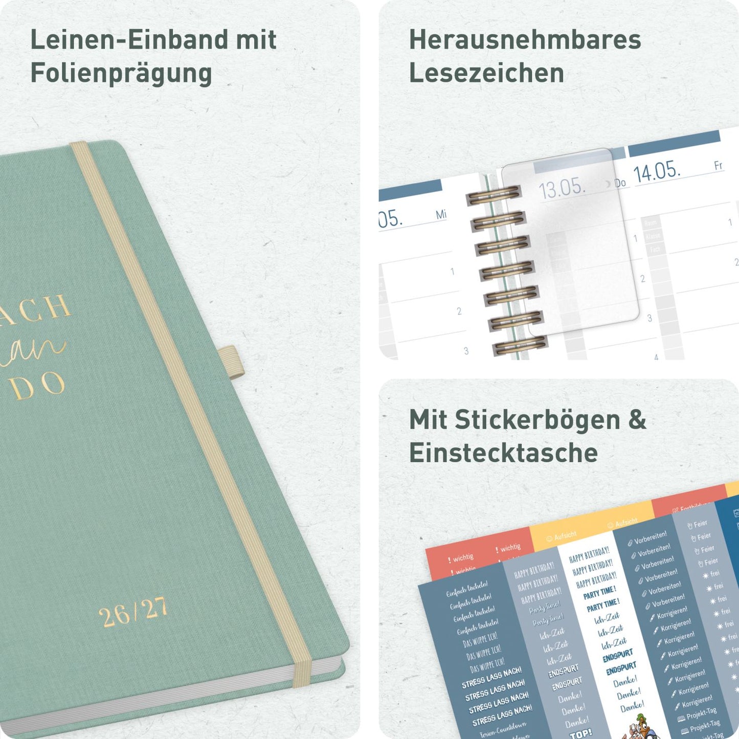 Häfft Lehrer-Planer Deluxe KL 2026/2027 / A5+ / Green Canvas