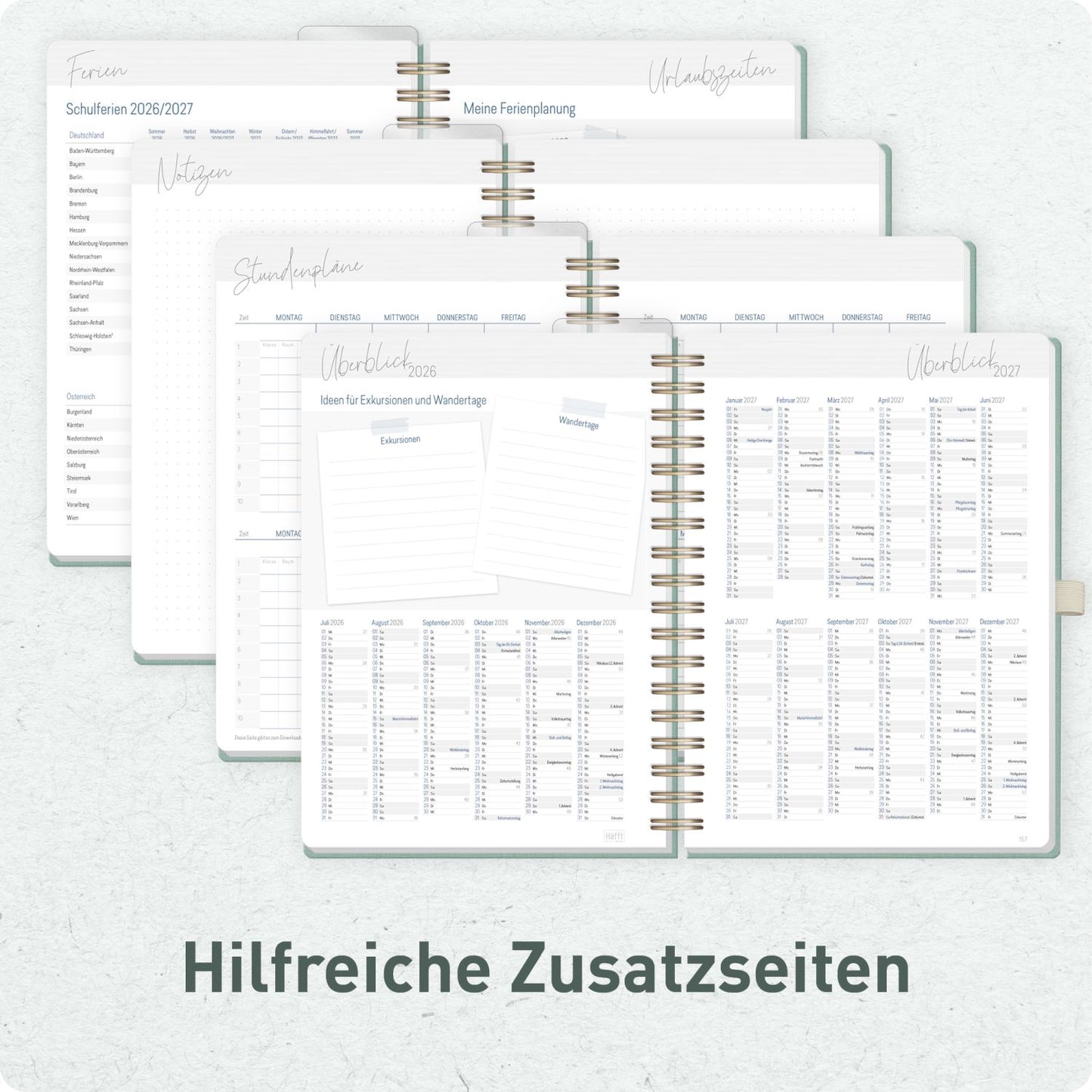 Häfft Lehrer-Planer Deluxe KL 2026/2027 / A5+ / Green Canvas