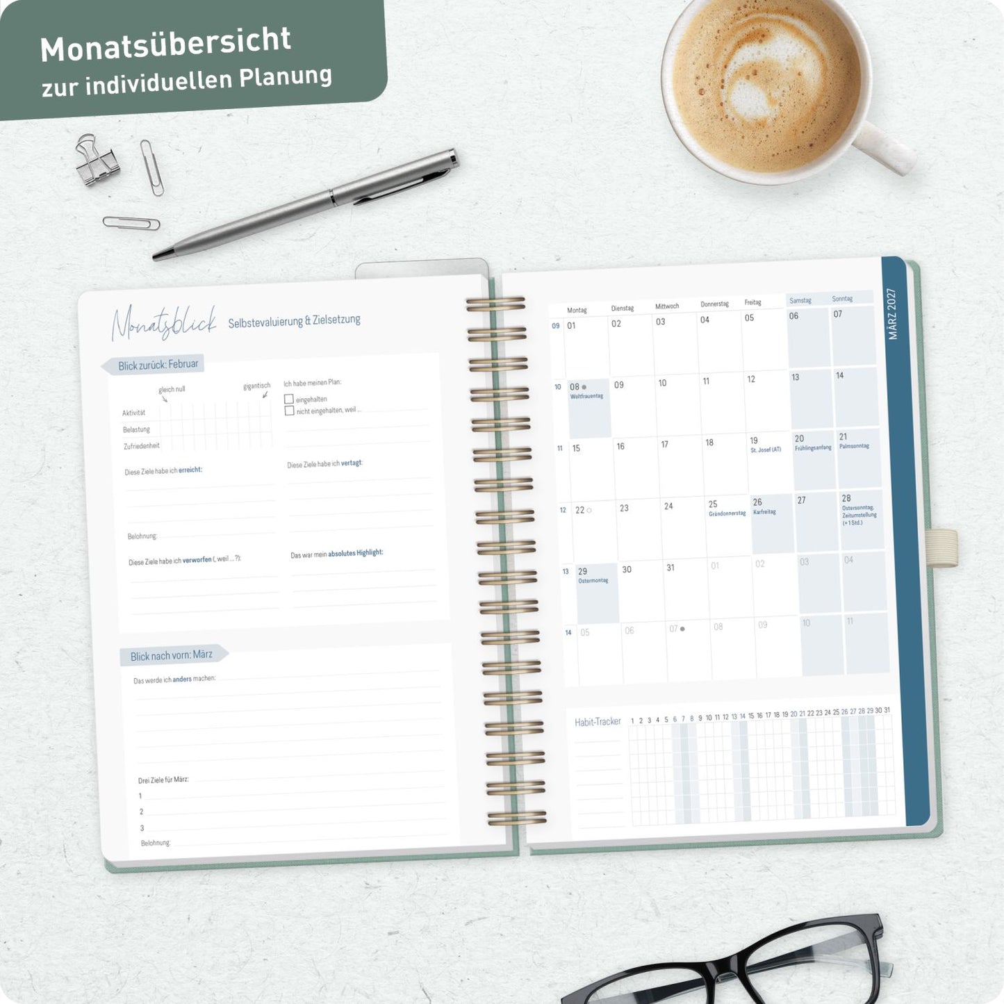 Häfft Lehrer-Planer Deluxe KL 2026/2027 / A5+ / Green Canvas