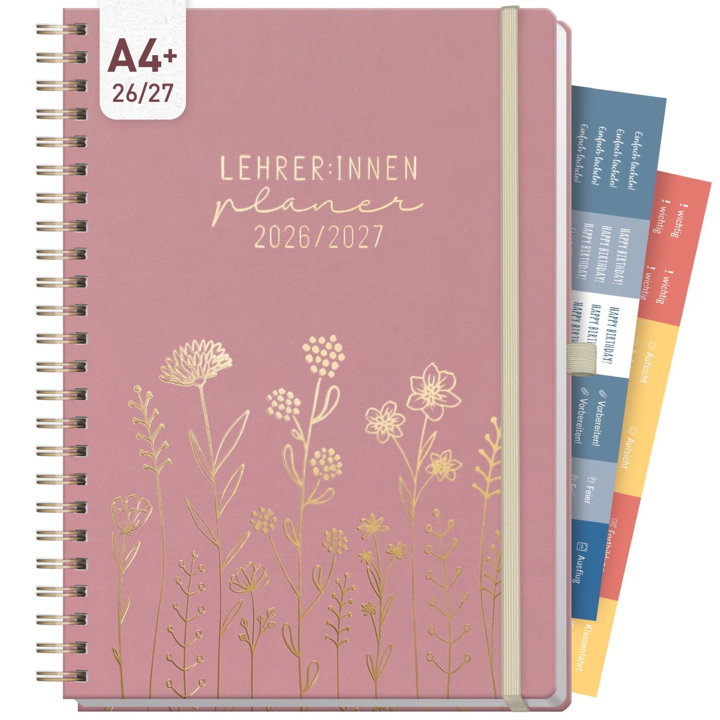 Häfft Lehrer-Planer Deluxe 2026/2027 / A4+ / Fine Flowers rosé