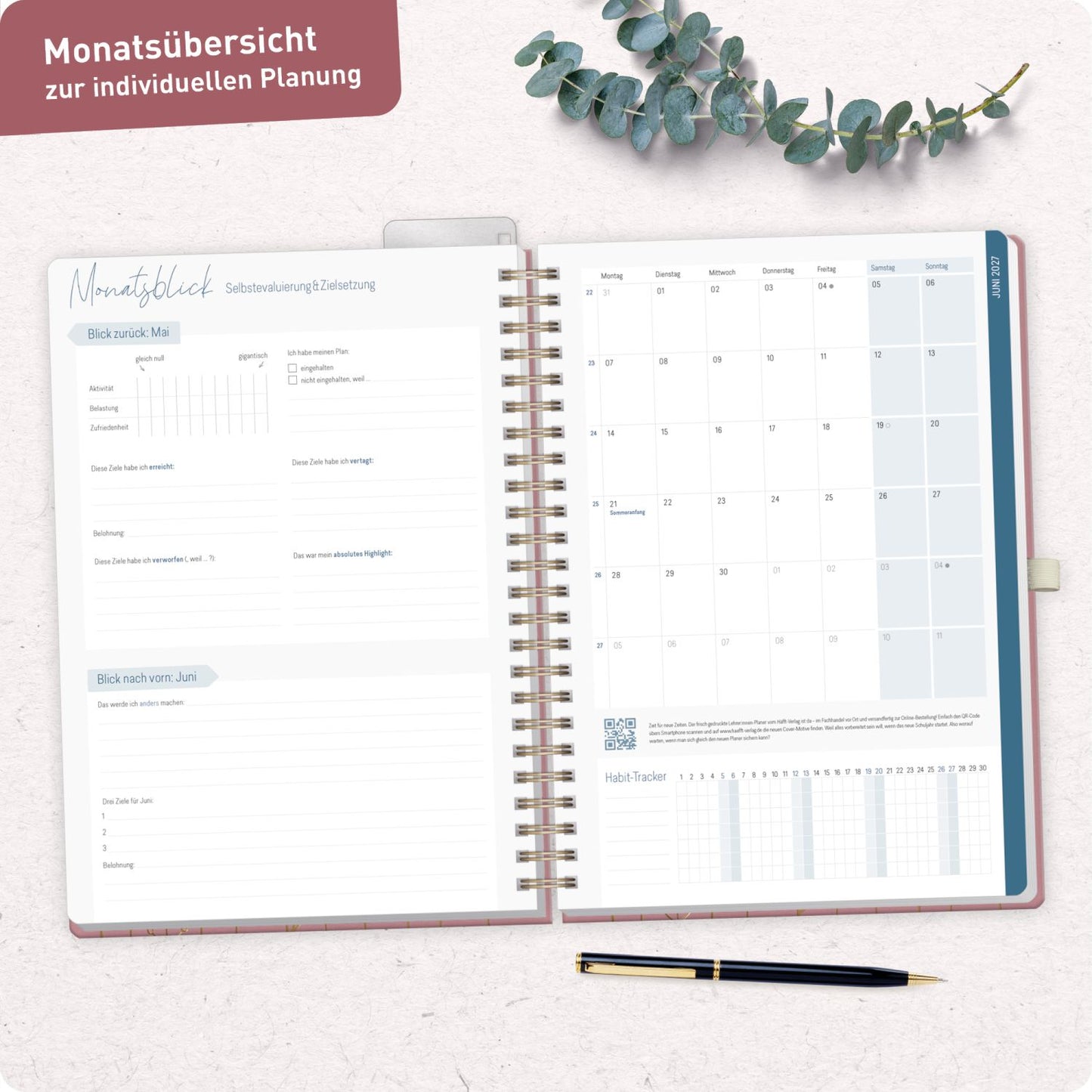 Häfft Lehrer-Planer Deluxe 2026/2027 / A4+ / Fine Flowers rosé