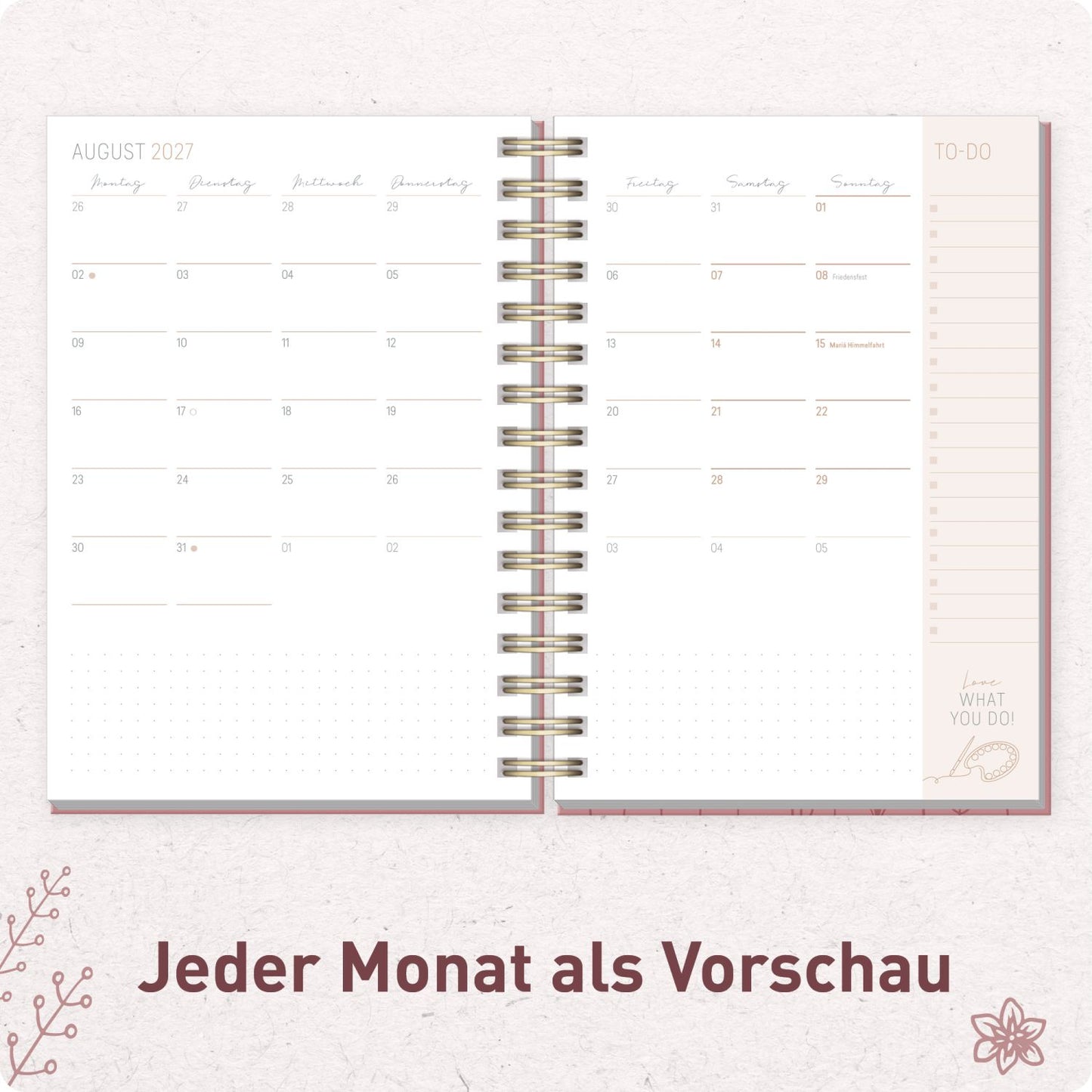 Lieblings-Timer 2026/2027 / 17 Monate / A5 / Fine Flowers rosé / Häfft-Verlag