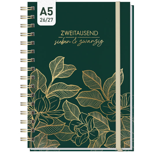 Lieblings-Timer 2026/2027 / 17 Monate / A5 / Golden Leaves / Häfft-Verlag