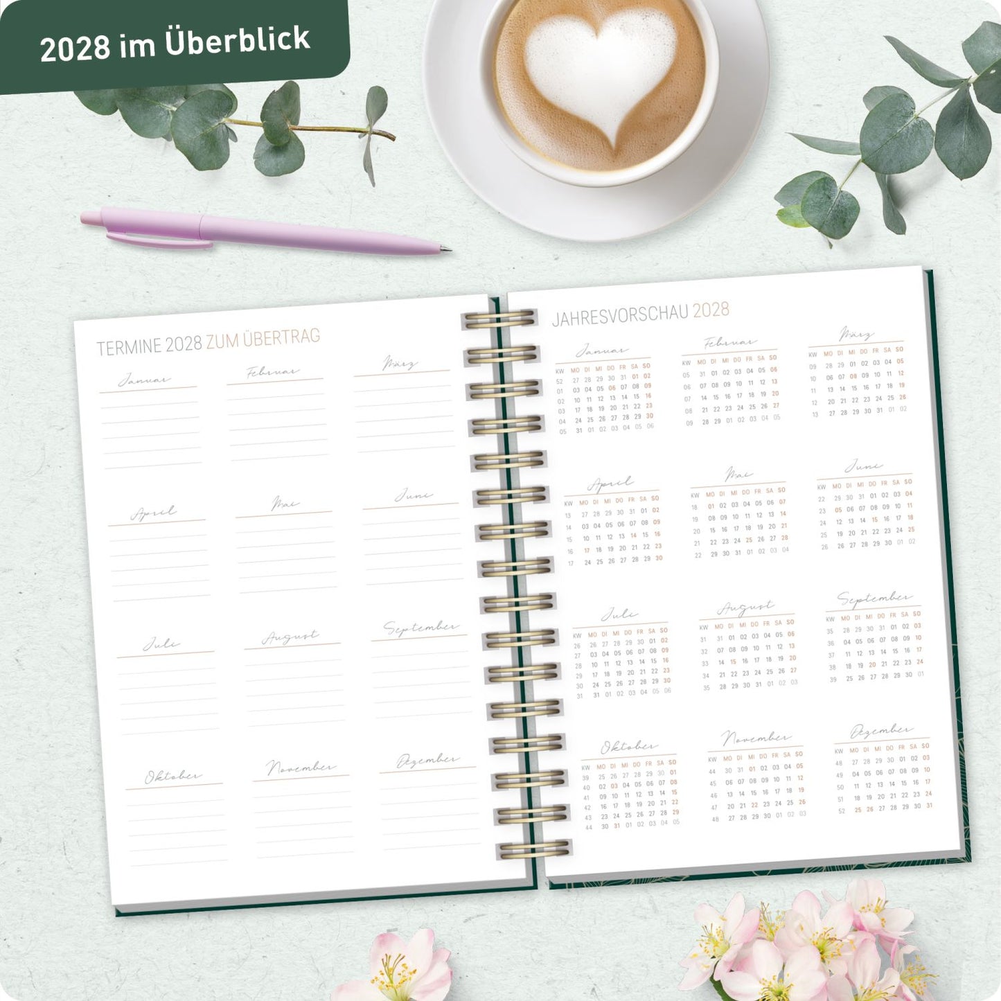 Lieblings-Timer 2026/2027 / 17 Monate / A5 / Golden Leaves / Häfft-Verlag