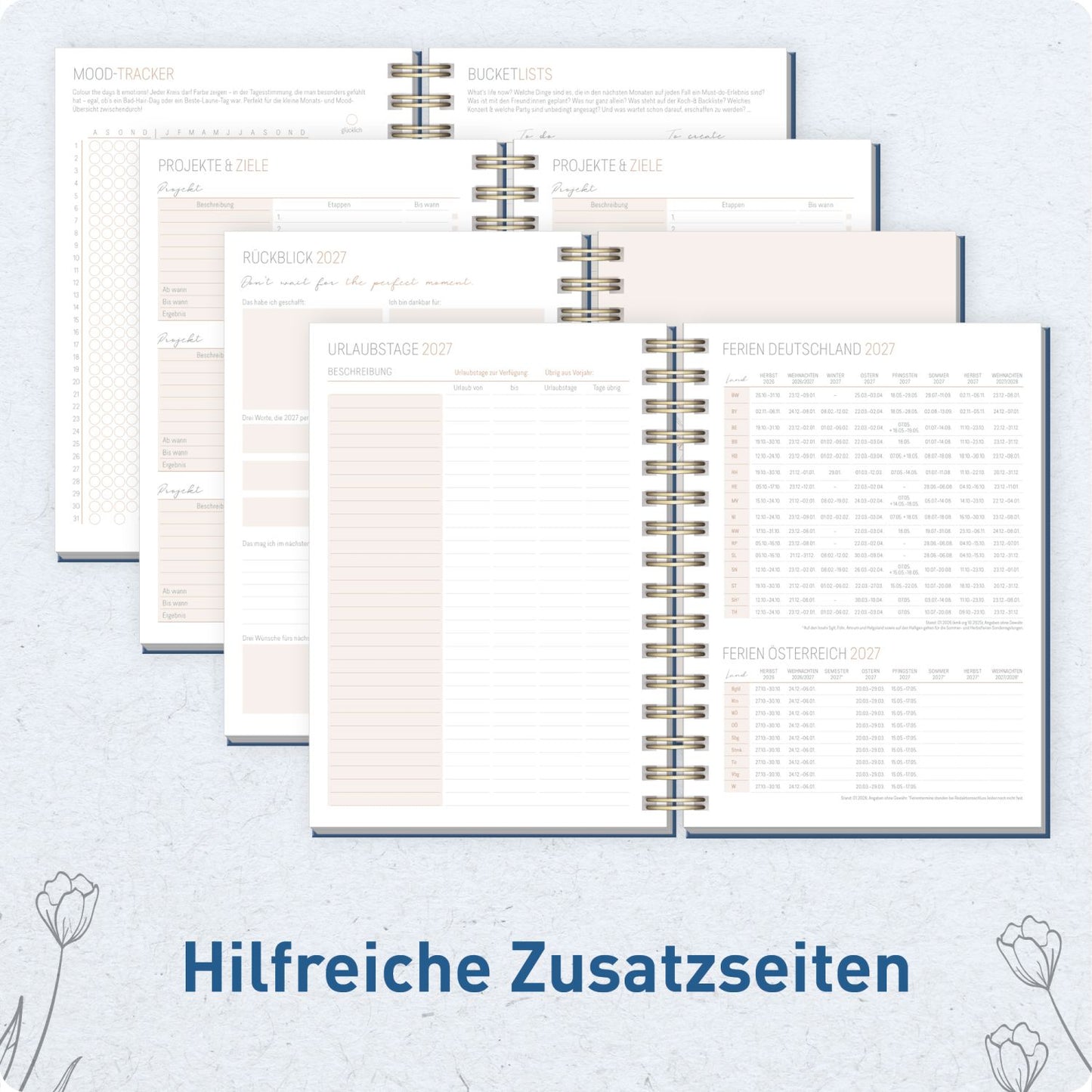 Lieblings-Timer 2026/2027 / 17 Monate / A5 / Night Flower / Häfft-Verlag