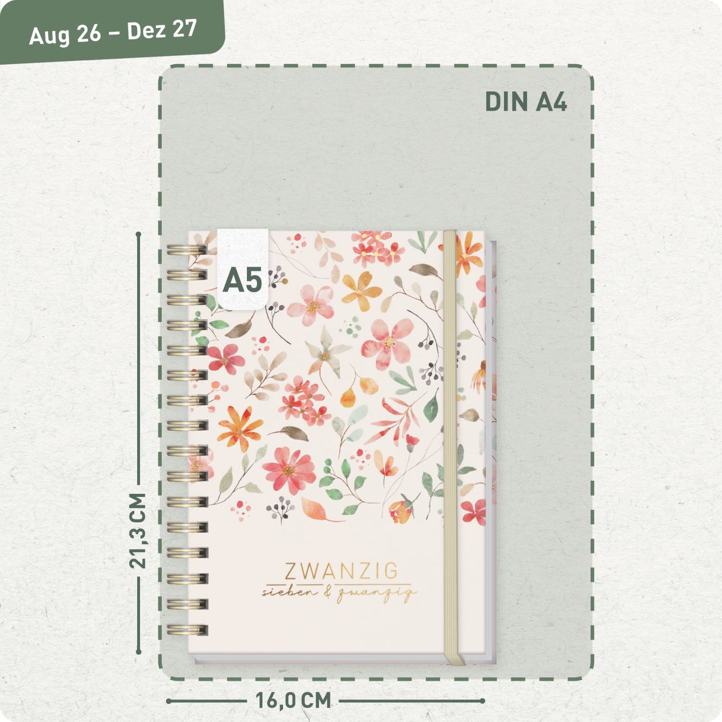 Lieblings-Timer 2026/2027 / 17 Monate / A5 / Wild Blossoms / Häfft-Verlag
