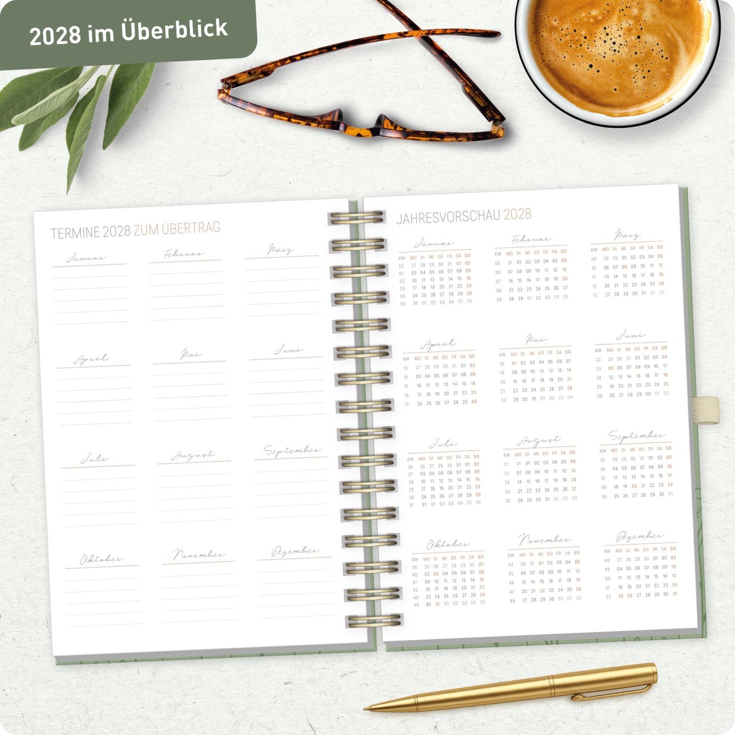 Lieblings-Timer Deluxe 2026/2027 / 17 Monate / A5 / Fine Flowers salbei / Häfft-Verlag