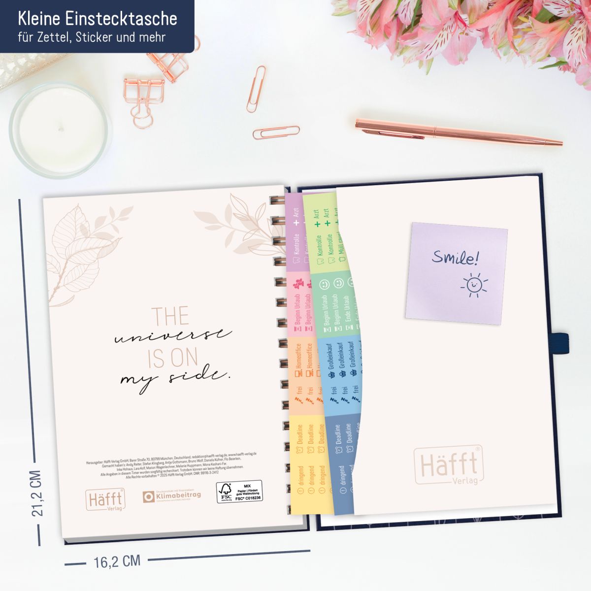 Lieblings-Timer Deluxe 2026 / A5 / Fine Flowers night blue / Häfft-Verlag