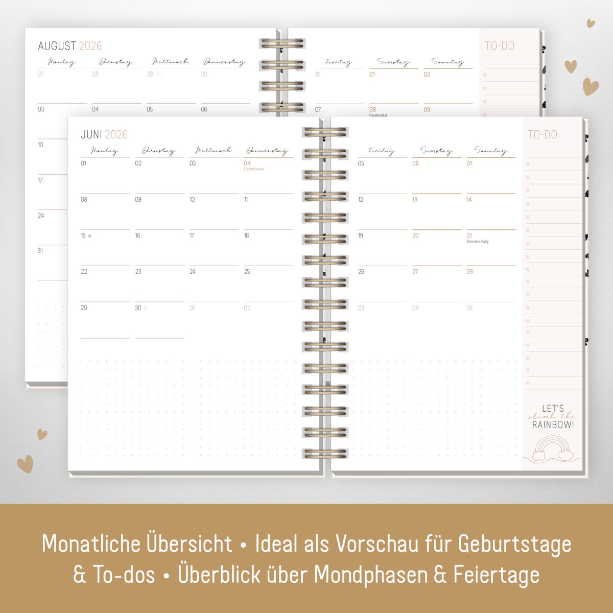 Lieblings-Timer 2026 / A5 / Golden Hearts / Häfft-Verlag